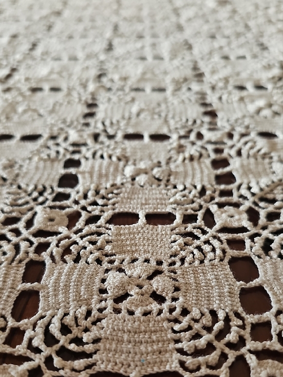 Other - Handmade Crochet Lace Tablecloth in Cream